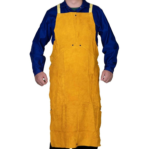 Crea tu propio delantal de cuero resistente al calor para soldar, delantal de trabajo de longitud completa con gran bolsillo frontal y correas ajustables para los hombros. - Product Image 1
