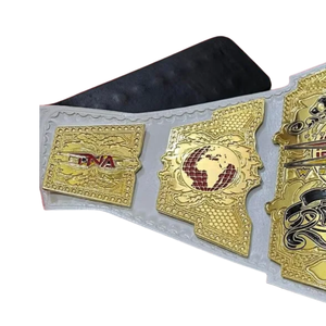 Cinturón de Campeón Mundial TNA Knockout, Diseño en Cuero Blanco con Detalles Dorados, Cinturón de Título de Lucha Libre de Primera Calidad con Icono Global para Fanáticos del MMA - Product Image 6