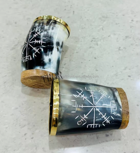 แก้วเขาสัตว์วิคกิ้งขัดเงาสลักลาย แก้วเขาควายธรรมชาติทำมือ แก้วเบียร์ยุคกลางแบบมีโลโก้สั่งทำ กันน้ำ - Product Image 4