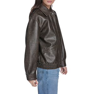 <b>Women</b> Real Cowhide Leather Bomber <b>Jacket</b> Ladies Aviator Slim Fit <b>Zip</b>-<b>Up</b> Customized Embroidery Logo Factory Price Wholesale - Product Image 1