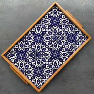 Handmade Mango Wood Serving <b>Tray</b> with White Bone Inlay Work, Rectangular Decorative Coffee Table <b>Tray</b> for Home & Hotel Decor - Product Image 4