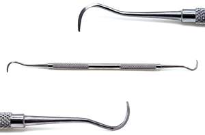 Cureta dental de doble punta tipo hoz, raspadores manuales duraderos para limpieza e higiene bucal y relleno de dientes, herramienta de dentista de Blush Surgical - Product Image 3