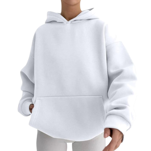 เสื้อฮู้ดโอเวอร์ไซส์ผู้หญิง แบรนด์ Trendy Queen  ผ้าฝ้ายฟลีซ  แขนยาว  ลายโลโก้ด้านหน้า  สำหรับฤดูหนาว - Product Image 4