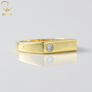 925 <b>Silver</b> Round Cut Moissanite Flush Set Minimalist Signet <b>Ring</b> for Women, Minimalist <b>Solitaire</b> Wedding Band - Product Image 3