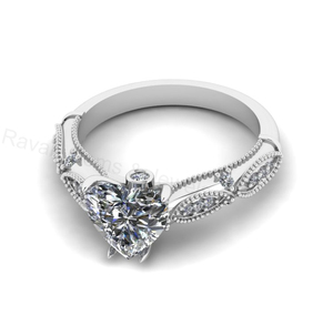 Bague de créateur en argent 925 plaqué or 14 carats, sertie de zirconiums cubiques en forme de cœur de 8 mm, d'inspiration victorienne, bijou raffiné, cadeau pour elle - Product Image 3