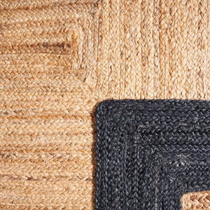 Tapis de cuisine rectangulaire en jute style ferme, tissage plat, antidérapant, couleur naturelle, poils fins, décoration intérieure - Product Image 6