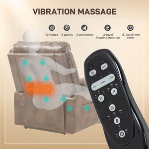 Divano reclinabile in finta pelle marrone per massaggio con vibrazione e calore con tasche laterali Remote - Product Image 5