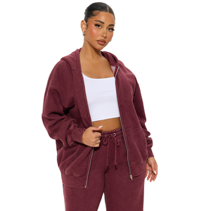 Survêtement oversize à fermeture éclair en tissu molletonné de coton lourd 450 GSM avec votre logo et design personnalisés, prix de gros - Product Image 1