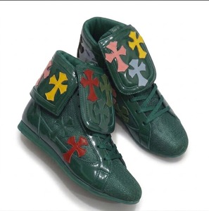Chaussures de boxe montantes tendance, personnalisables, abordables, en cuir, avec semelle extérieure en mesh, pour boxe et lutte professionnelle, avec patchs croisés - Product Image 3