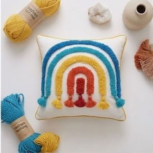 Square Tufted Rainbow <b>Throw</b> <b>Pillow</b> With Tassels Bohemian Decorative Cushion Cover Textile Embroidery Design Hand Washable - Product Image 4