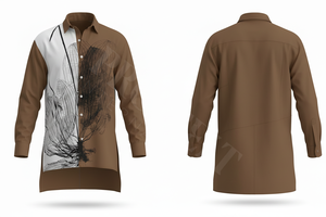 Chemise longue tendance sur mesure, motif floral artistique, couleur menthe unie élégante, chemise habillée boutonnée, chemises de style personnalisé - Product Image 2