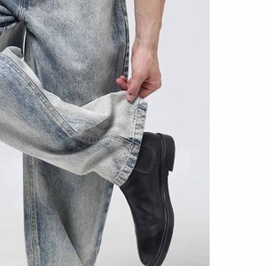 Jean en denim délavé coupe droite et ample, taille haute, en coton mi-lourd, style décontracté pour homme, collection automne - Product Image 6