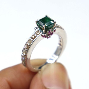 <b>Emerald</b> with Diamond Cut Gemstone <b>Ring</b> 925 Sterling <b>Silver</b> <b>Ring</b> Wholesale Natural <b>Emerald</b> Stone <b>Silver</b> <b>Ring</b> Jewelry Gift - Product Image 5