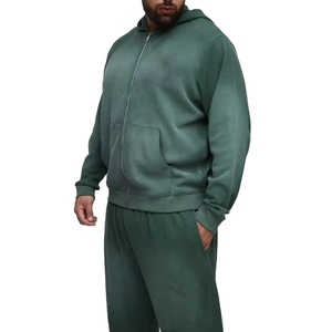 Nueva Llegada: Conjuntos Deportivos con Cremallera y Lavado Ácido para Hombre, Sudadera Holgada 100% Algodón Felpa, Diseño Único y Elegante, Liso, Hecho en Pakistán - Product Image 3