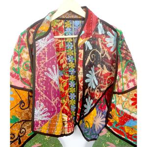 Beautiful Handmade 100% Cotton <b>Kantha</b> <b>Jacket</b> Mandarin Collar Full Sleeves Breathable Eco-Friendly All Season Fashionable Design - Product Image 3