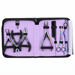 Kit d'outils professionnels pour extensions capillaires de salon : Pinces à ouvrir et retirer les micro-anneaux, Coupe-keratine, Ciseaux rasoirs - Product Image 1