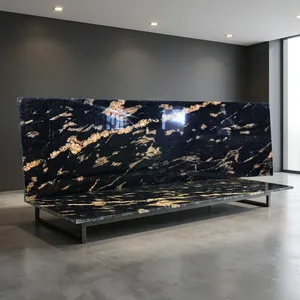 Dalles de pierre naturelle décoratives en granit or poisson de luxe avec motifs dorés riches pour revêtements de sol, panneaux muraux et aménagements modernes - Product Image 3