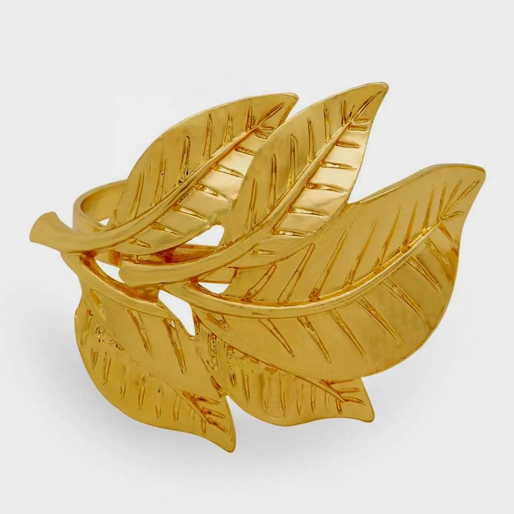 Gold Plated Fruit Leaf Design Napkin Ring Hot Sell Simple Napkin Holders For Christmas Metal Alloy monogrammed napkin rings