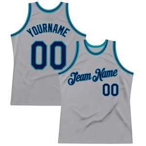 Maillot de basket-ball en maille sublimé personnalisé, débardeur respirant unisexe pour adulte, impression du nom et du numéro de l'équipe, gris bleu marine - Product Image 1