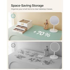 Boîte à bijoux GISELLA Collection à 3 niveaux, moderne, 8 tiroirs, avec quincaillerie métallique brillante, couvercle en verre pour un rangement efficace - Product Image 5