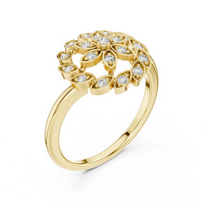 Anillo de Compromiso de Oro Amarillo de 14K con Diamante Cultivado en Laboratorio, Redondo, para Mujer |   Diamante Cultivado Nuevo - Product Image 3