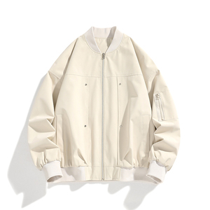 Men's Bomber <b>Jacket</b> Solid Color Zipper Closure Streetwear Windproof Polyester Winter Hooded Stand Collar Regular Sleeve Front - Product Image 4