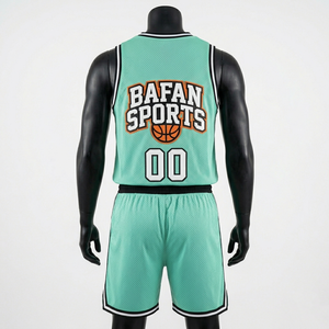 Mens Premium Mesh Jersey And Shorts <b>Set</b> 180 GSM Lightweight Breathable Mint Green Black Trim Custom Logo short <b>set</b> for men's - Product Image 6