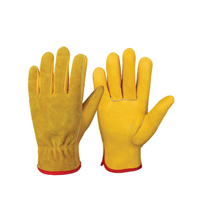 HOLY SIGNS INTERNATIONAL Sheep Grain Leather Safety <b>Driver</b> Work <b>Gloves</b> Strap EN420 Certified Breathable Elastic Wristlet - Product Image 1