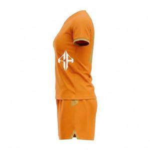 Maillot de football pour femmes, col en V, manches courtes, avec logo blanc, 100 % polyester, coupe classique, fermeture pull-over - Product Image 5
