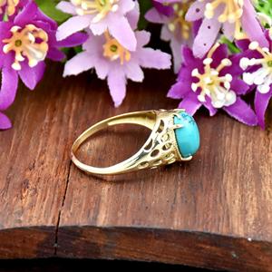 Gorgeous 18k <b>Gold</b> Vermeil Sterling Silver <b>Ring</b> 925 Sterling Silver Statement Blue <b>Turquoise</b> December Birthstone Fine Gift - Product Image 5