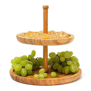 Plateau de service rond en bois à trois niveaux pour fruits, desserts et en-cas, idéal pour les fêtes à la maison - Product Image 5