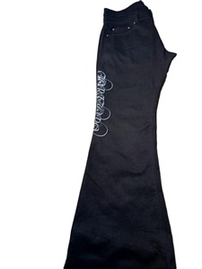 กางเกงยีนส์ทรงสลิมฟิตสีดำสไตล์วินเทจ Y2K ฮิปฮอป ผ้าเดนิมยืดหยุ่น ขาบาน สำหรับผู้ชาย  ผ้าเดนิมสั่งทำพิเศษ - Product Image 4