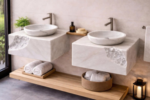 Lavabo de Mármol Tallado a Mano de Lujo Moderno - Lavabo Independiente Premium para Muebles de Baño en Hoteles, Resorts y Villas - Product Image 5