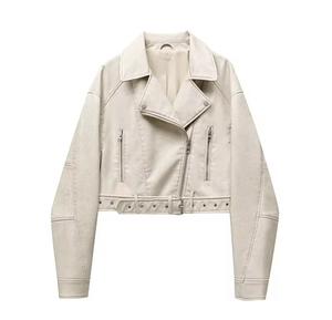 Chaqueta de Moto Vintage para Hombre, de Cuero Genuino Negro, Ecológica, con Cuello Alto, Cierre de Cremallera, Corte Ajustado, Largo Corto, con Cinturón y Bolsillos - Product Image 6