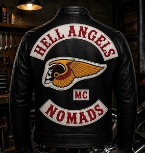 แจ็คเก็ตหนังแท้ New men Hell Angles NOMADS หนังวัวแท้ 100% - Product Image 2