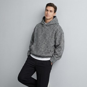 Hoodie en laine tricotée surdimensionné pour homme, coupe courte, manches lanternes, couleur unie, anti-boulochage, sans doublure, idéal pour l'hiver - Product Image 4