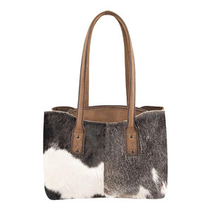 Bolso Tote Casual de Cuero Vacuno Clásico, Bolso de Mano de Cuero de Grano Completo con Aspecto Desgastado, Estilo Rústico Occidental, Amplio y Plegable - Product Image 1
