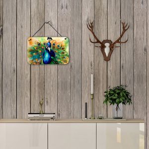 Nouvelle Décoration Murale Multicolore Paon, Impressions Suspendues sur Plaque Métallique en Aluminium pour Cuisine, Bar, Salle de Bain - 8HX12W - Product Image 4