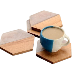 Sous-verre carré en bois et marbre, moderne, antidérapant, pour table - Product Image 2