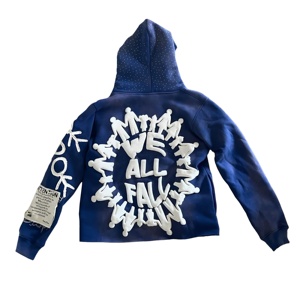 เสื้อฮู้ดดี้ผู้ชายลายกราฟิก Fallen Desire แต่งดีเทลขาดๆ แบบ Oversize สไตล์สตรีทแวร์ โดดเด่น ทันสมัย ผ้าฝ้ายพรีเมียม ทรงพอดีตัว - Product Image 5