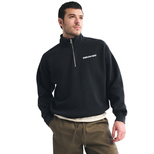 Sweat-shirt à col zippé noir pour homme personnalisé, streetwear haut de gamme, pull-over, fabricant de vêtements en marque privée OEM, fournisseur en gros - Product Image 1