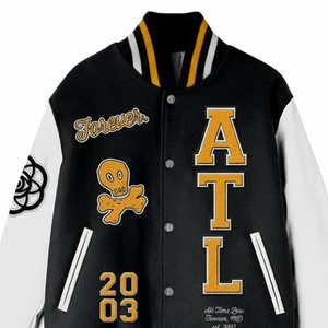 Custom Winter Casual Baseball Varsity <b>Jackets</b> <b>with</b> Stand Collar Front Logo Premium Wool <b>Fleece</b> <b>Lining</b> Comfortable Unisex Design - Product Image 3