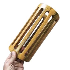 Pantalla de Lámpara Decorativa Rústica Cilíndrica de Madera Maciza Hecha a Mano con Acabado Natural para Decoración del Hogar, Dormitorio, Iluminación de Bodas - Product Image 2