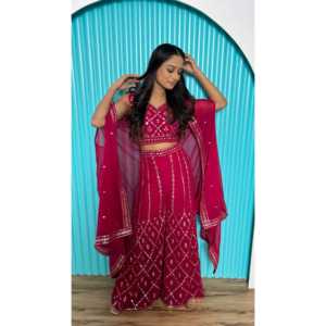 Hermosa ropa india y pakistaní Top Bottom Koti con espejo de aluminio y trabajo de hilo - Product Image 2