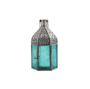 Lámpara Decorativa de Mesa, Farol de Vidrio y Metal, Color Antiguo, para Decoración Interior y Exterior, Artesanía - Product Image 2