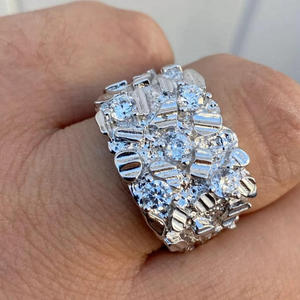 Lab Grown Diamond Cluster Statement <b>Ring</b> for Men White <b>Gold</b> Iced Out Round Cut Luxury Hip Hop <b>Cocktail</b> <b>Ring</b> - Product Image 1