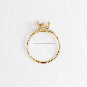 IGI/GIA Lab Grown Cut Diamond <b>Vintage</b> 14k Yellow Wedding/Engagement <b>Ring</b> Unisex Fine White <b>Gold</b> for Anniversary Party-Worthy - Product Image 4