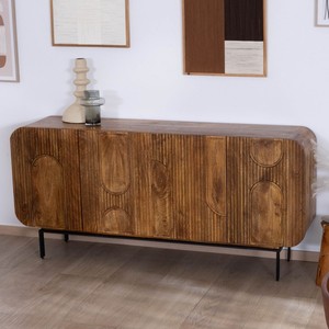 Vandana Crystal Design 4-door Newtro style <b>sideboard</b> in mango wood Moky 175 cm - Product Image 3