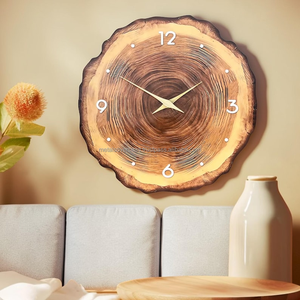 Horloge murale décorative en bois, design anneau d'arbre naturel, silencieuse, sans tic-tac, pour la maison et le bureau - Product Image 2