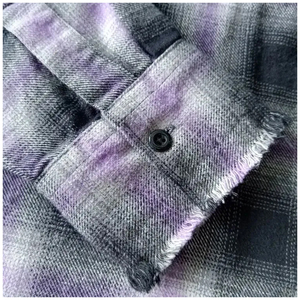 Camisas de Franela 100% Algodón a Precio de Mayoreo, Etiqueta Personalizada, MOQ Bajo, Ropa Urbana, Camisa a Cuadros Gris de Manga Larga para Hombre - Product Image 3